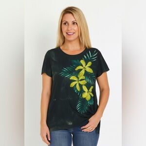 Terra & Sky Floral Short Sleeve Top Size 3X